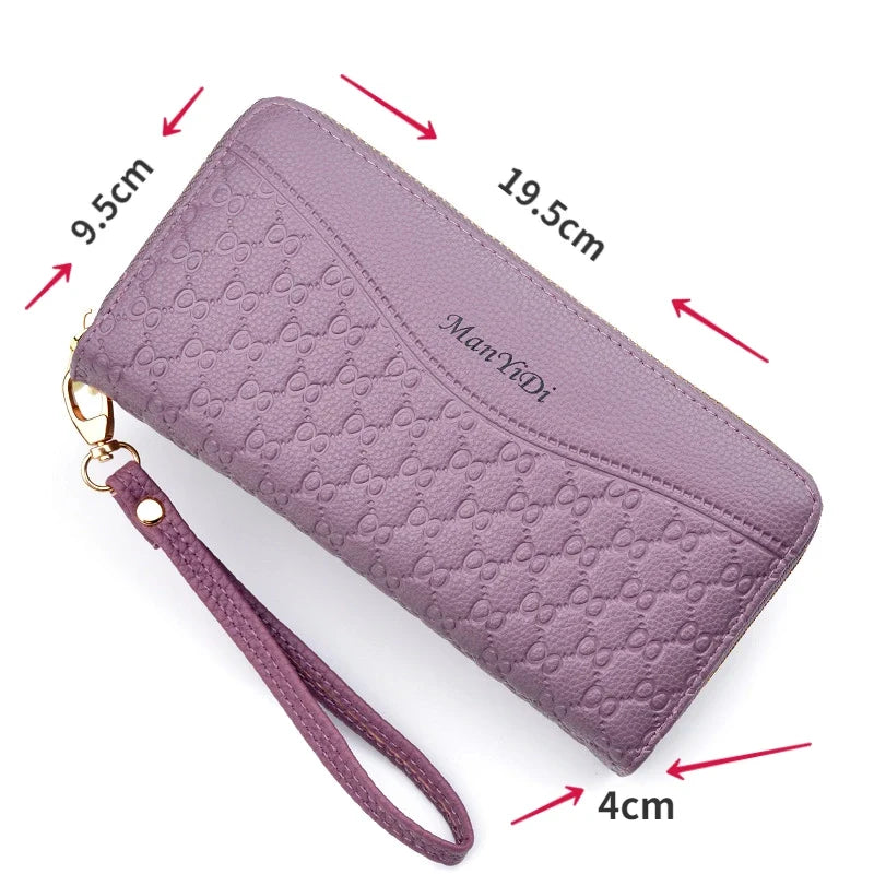 Women's Double Zip PU Leather Wallet Image