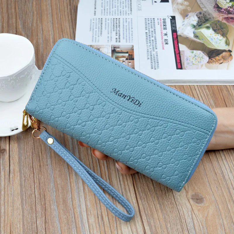Women's Double Zip PU Leather Wallet