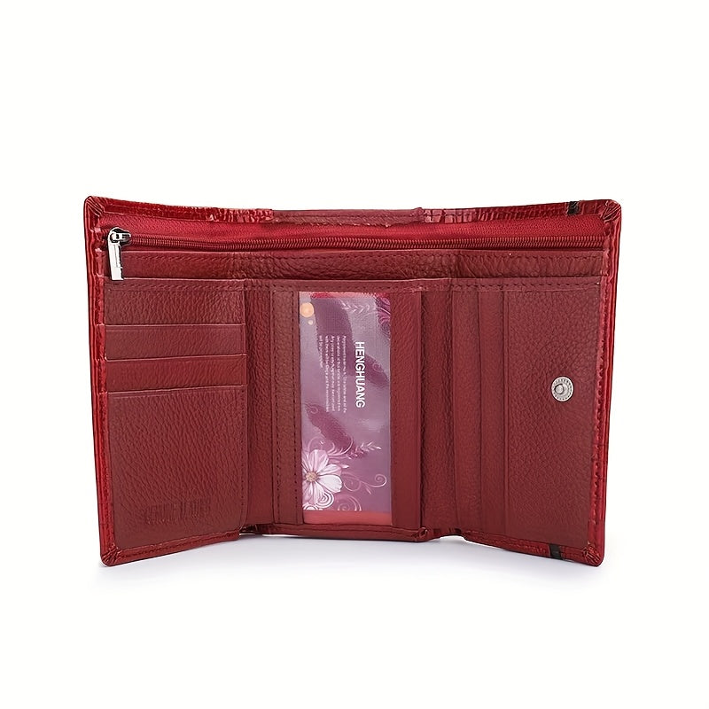 Women's Short Croc-Embossed Patent Wallet with Clip Closure