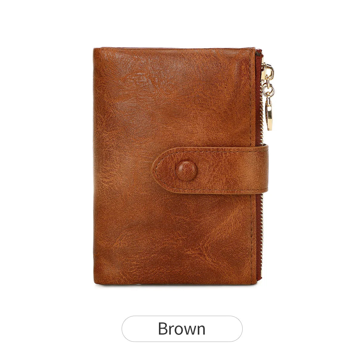 Women's Short Wallet, Removable Card Holder and 2 Zippers