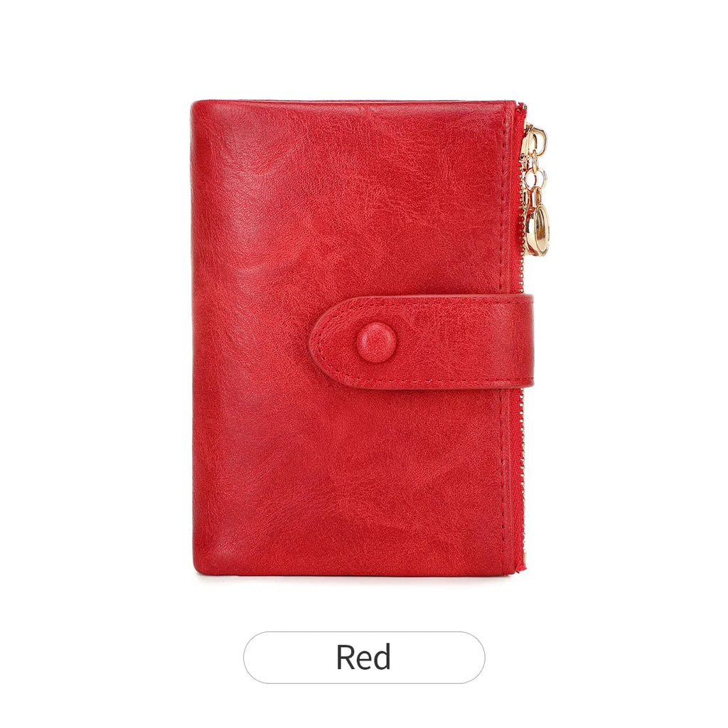 Women's Short Wallet, Removable Card Holder and 2 Zippers