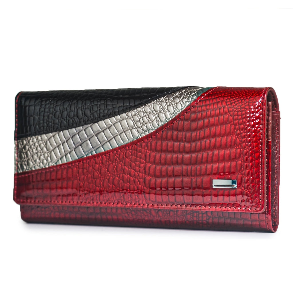 Women's Crocodile Wallet, Front Assembled in Three Panels