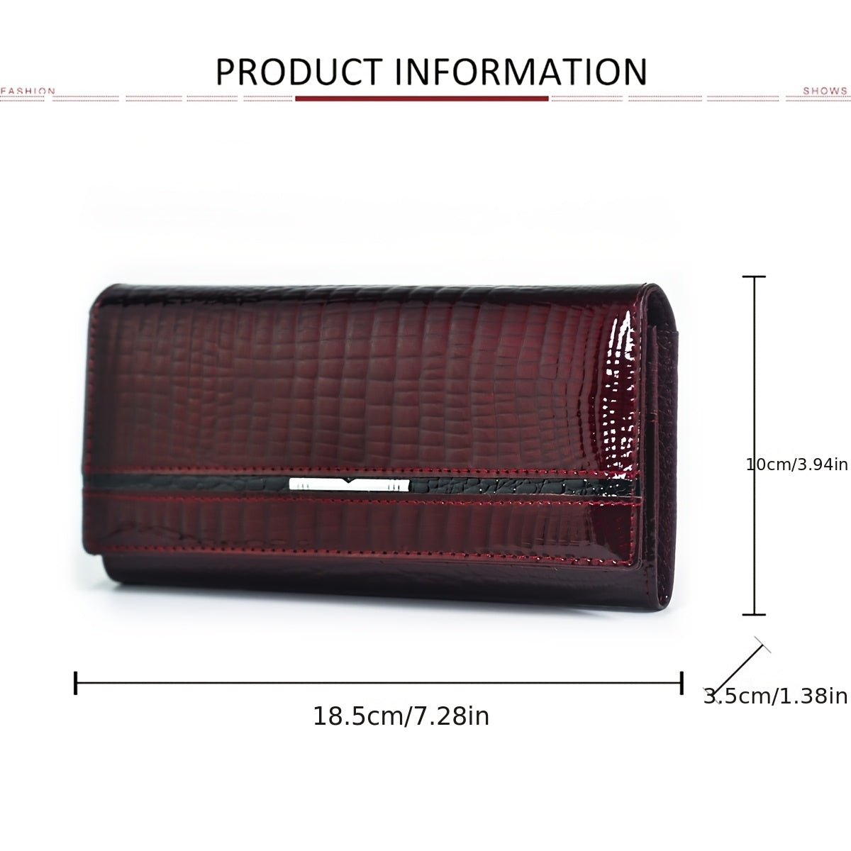 Women's Patent Crocodile Wallet with Two Branch Frame