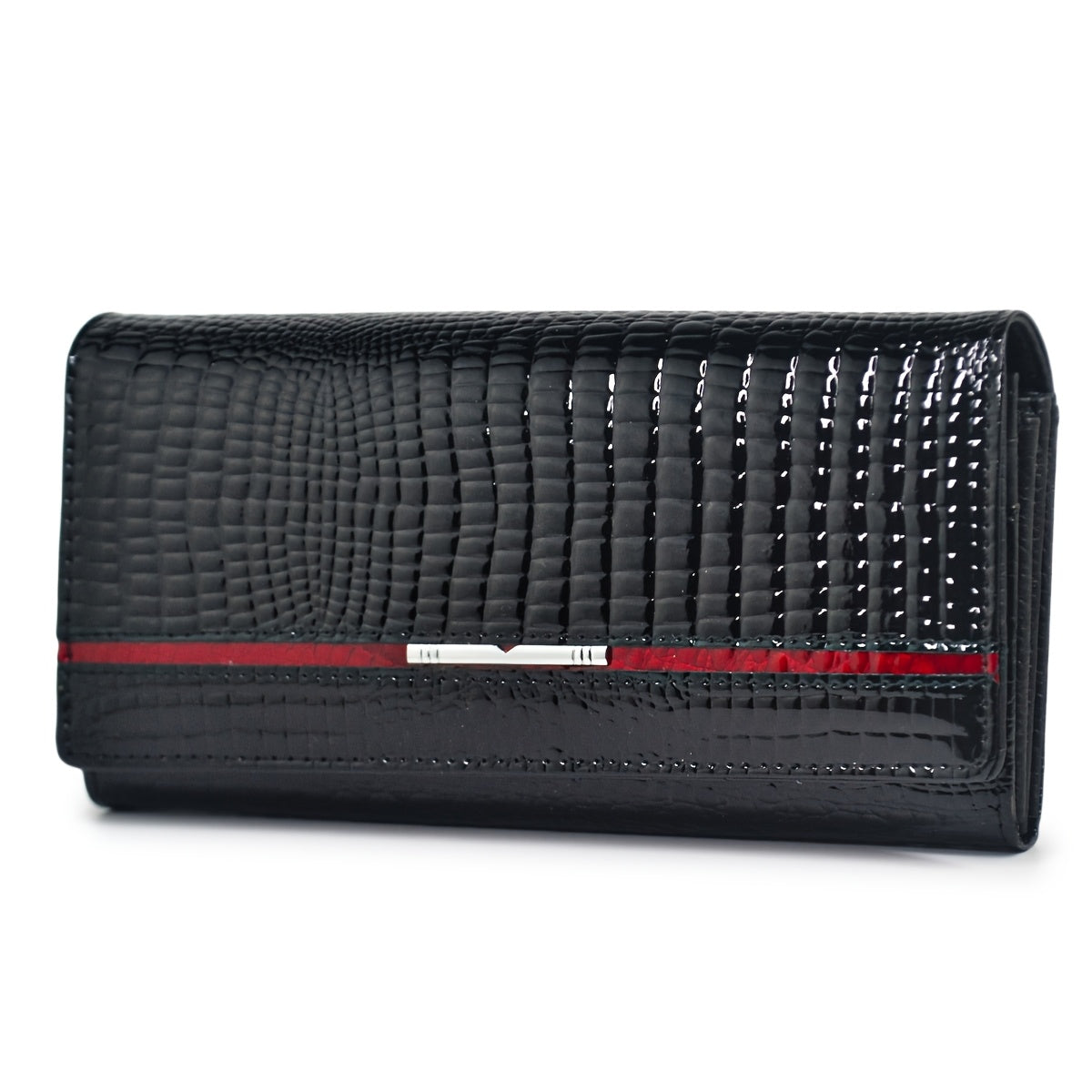 Women's Patent Crocodile Wallet with Two Branch Frame Image