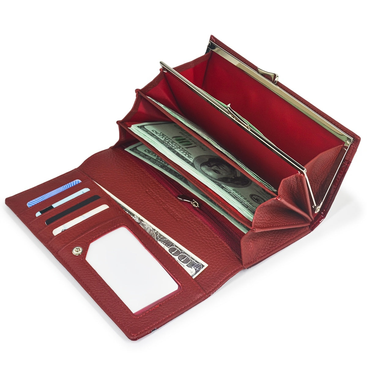 Women's Patent Crocodile Wallet with Two Branch Frame