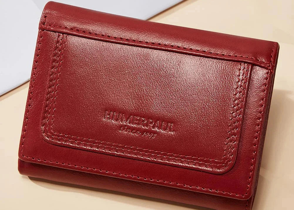 Compact Genuine Leather Women's Wallet with Card Holder and Zippered Pocket