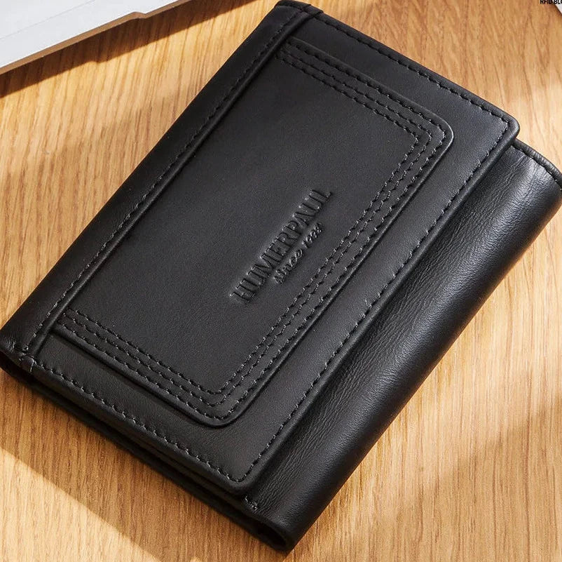 Compact Genuine Leather Women's Wallet with Card Holder and Zippered Pocket