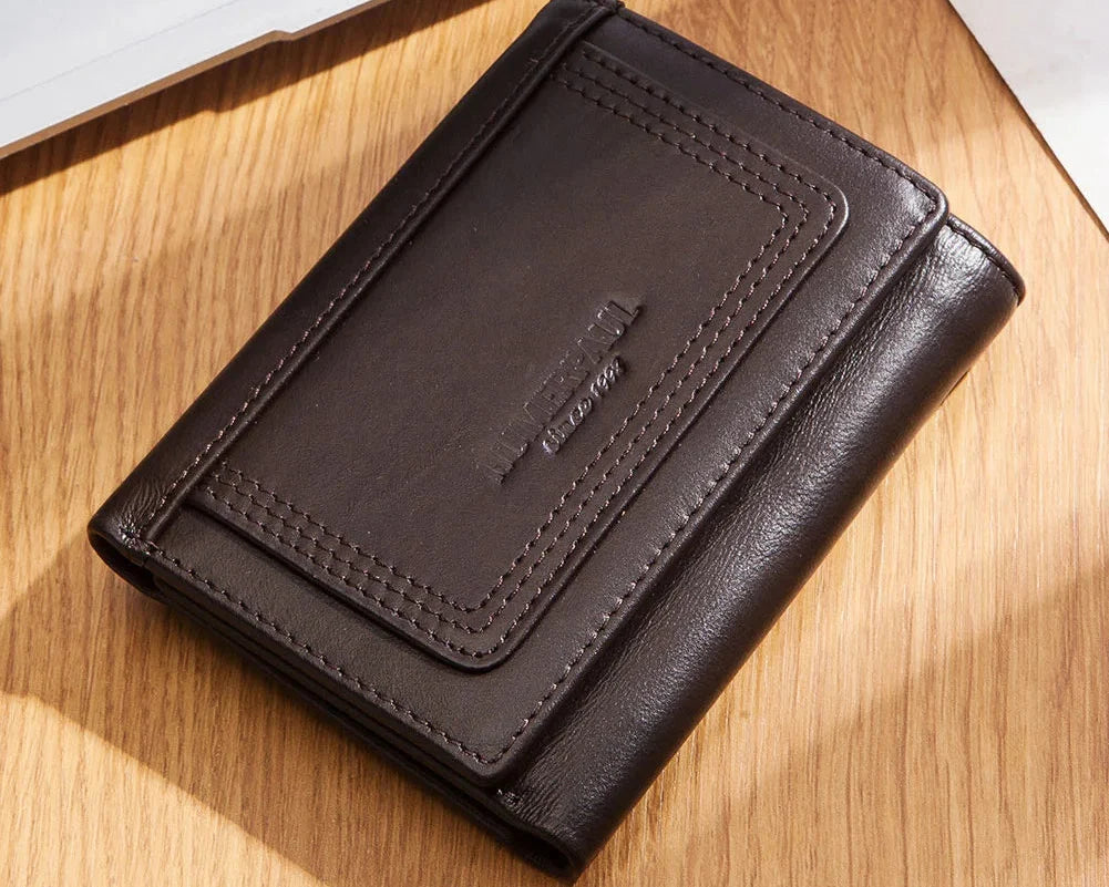 Compact Genuine Leather Women's Wallet with Card Holder and Zippered Pocket