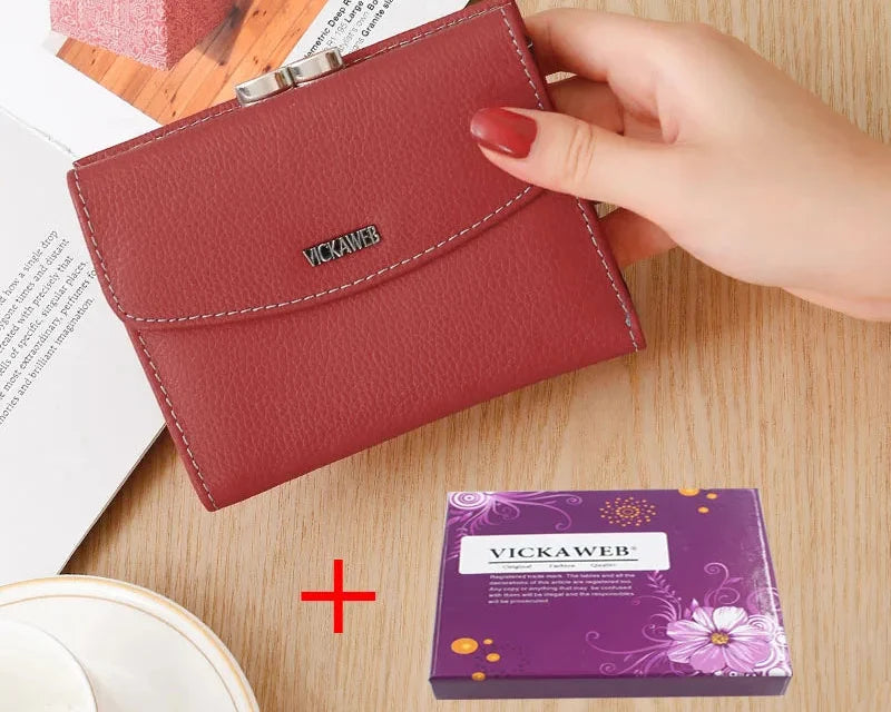 Compact Women's Genuine Leather Wallet with Integrated Card Holder