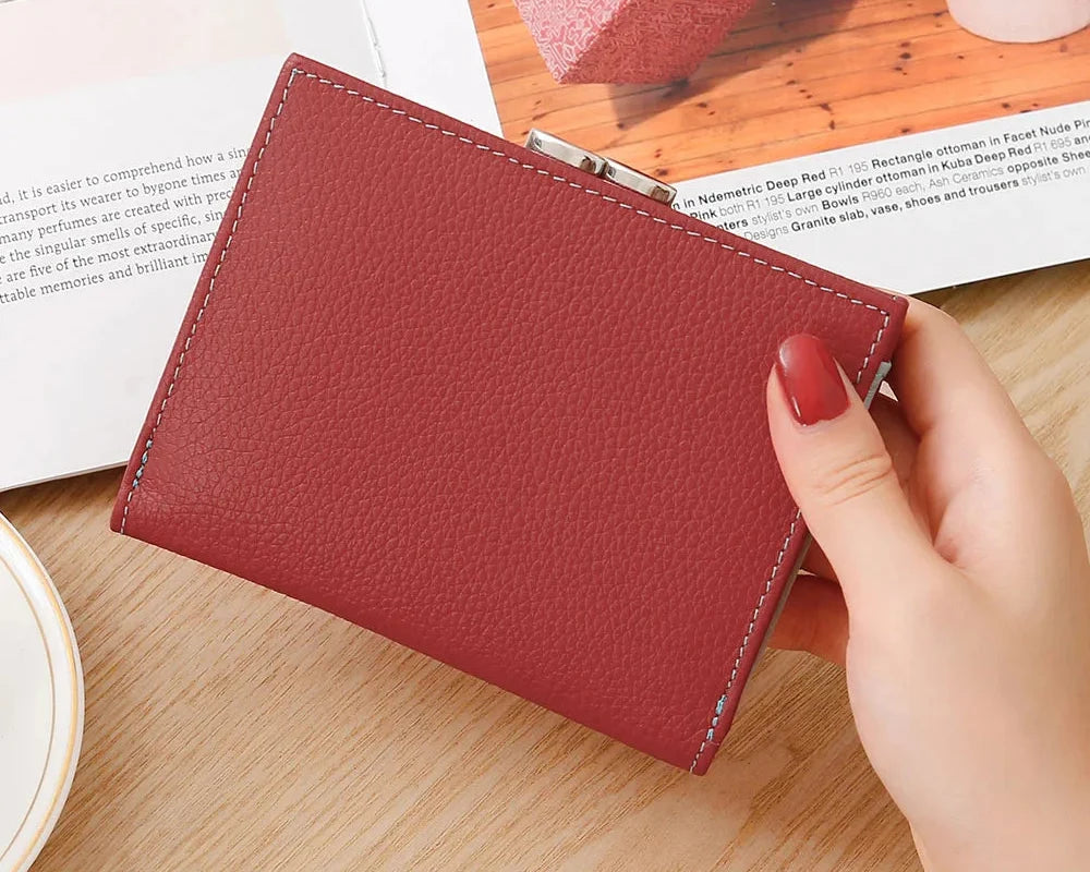 Compact Women's Genuine Leather Wallet with Integrated Card Holder