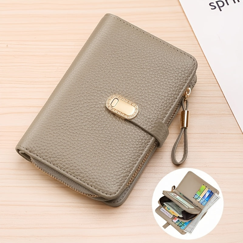 Full Grain Leather Women's Wallet with Rotating Card Flaps