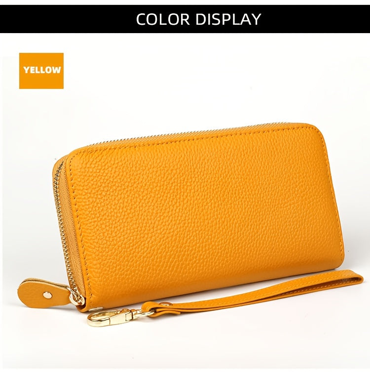 Women's Long Soft Leather Wallet Green, 8 Card Slots