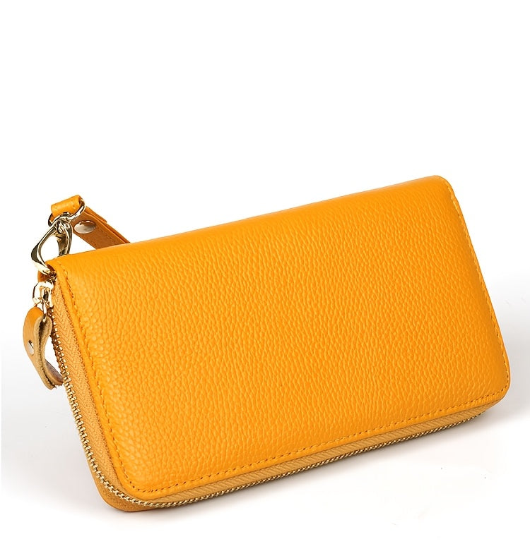 Women's Long Soft Leather Wallet Green, 8 Card Slots