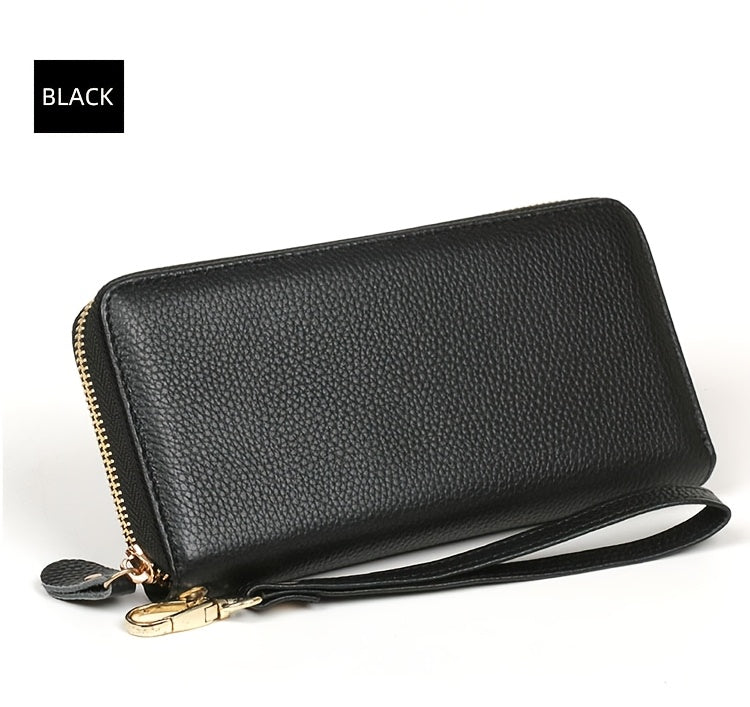Women's Long Soft Leather Wallet Green, 8 Card Slots