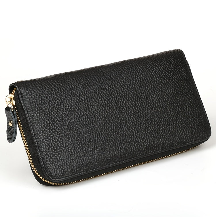 Women's Long Soft Leather Wallet Green, 8 Card Slots