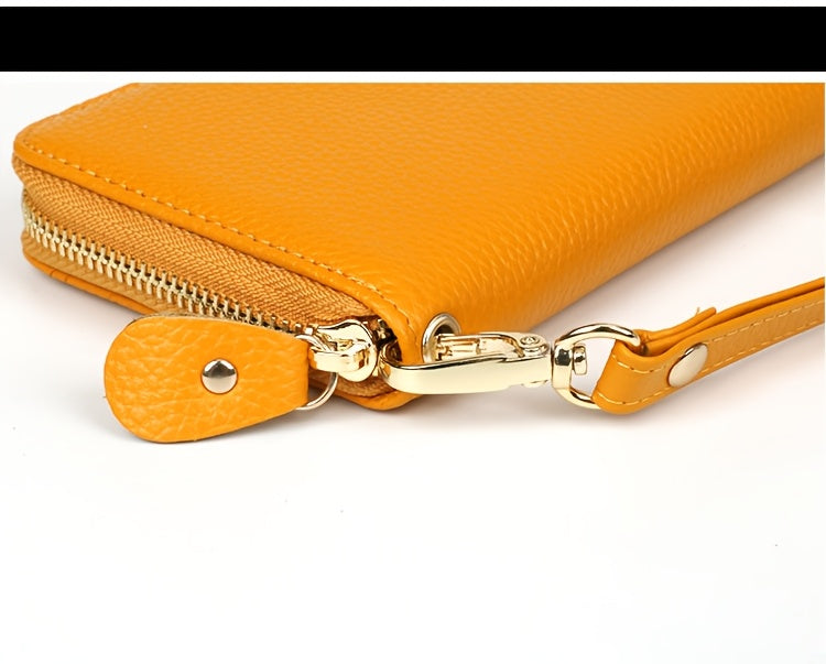 Women's Long Soft Leather Wallet Green, 8 Card Slots