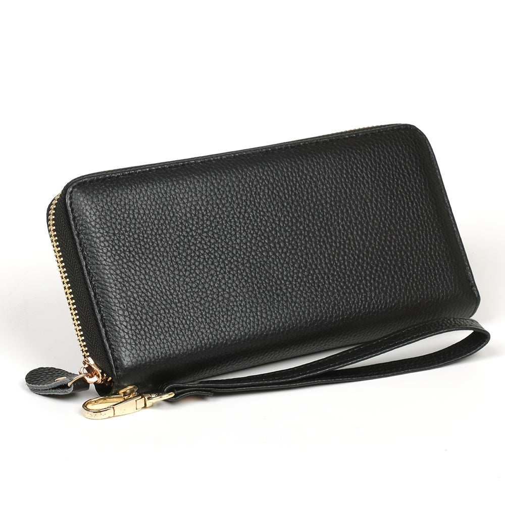 Women's Long Soft Leather Wallet Green, 8 Card Slots