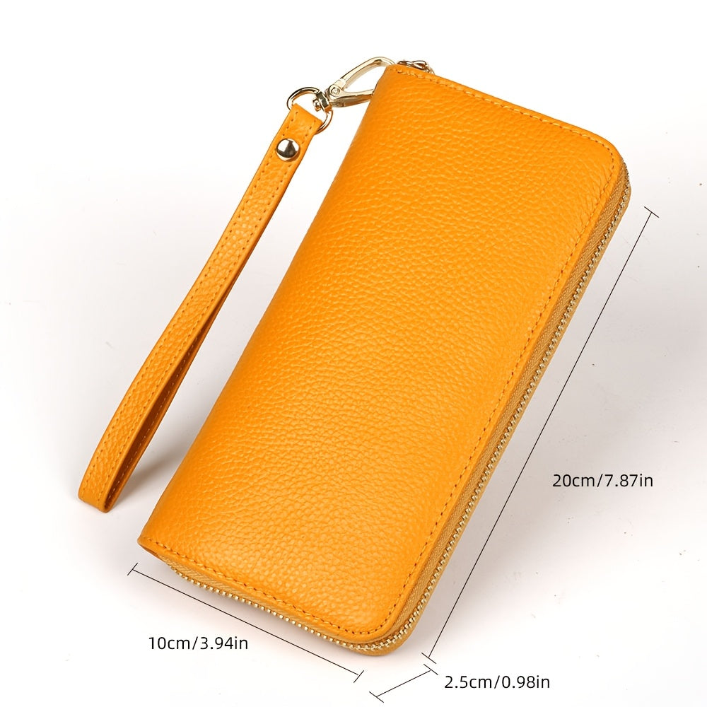 Women's Long Soft Leather Wallet Green, 8 Card Slots