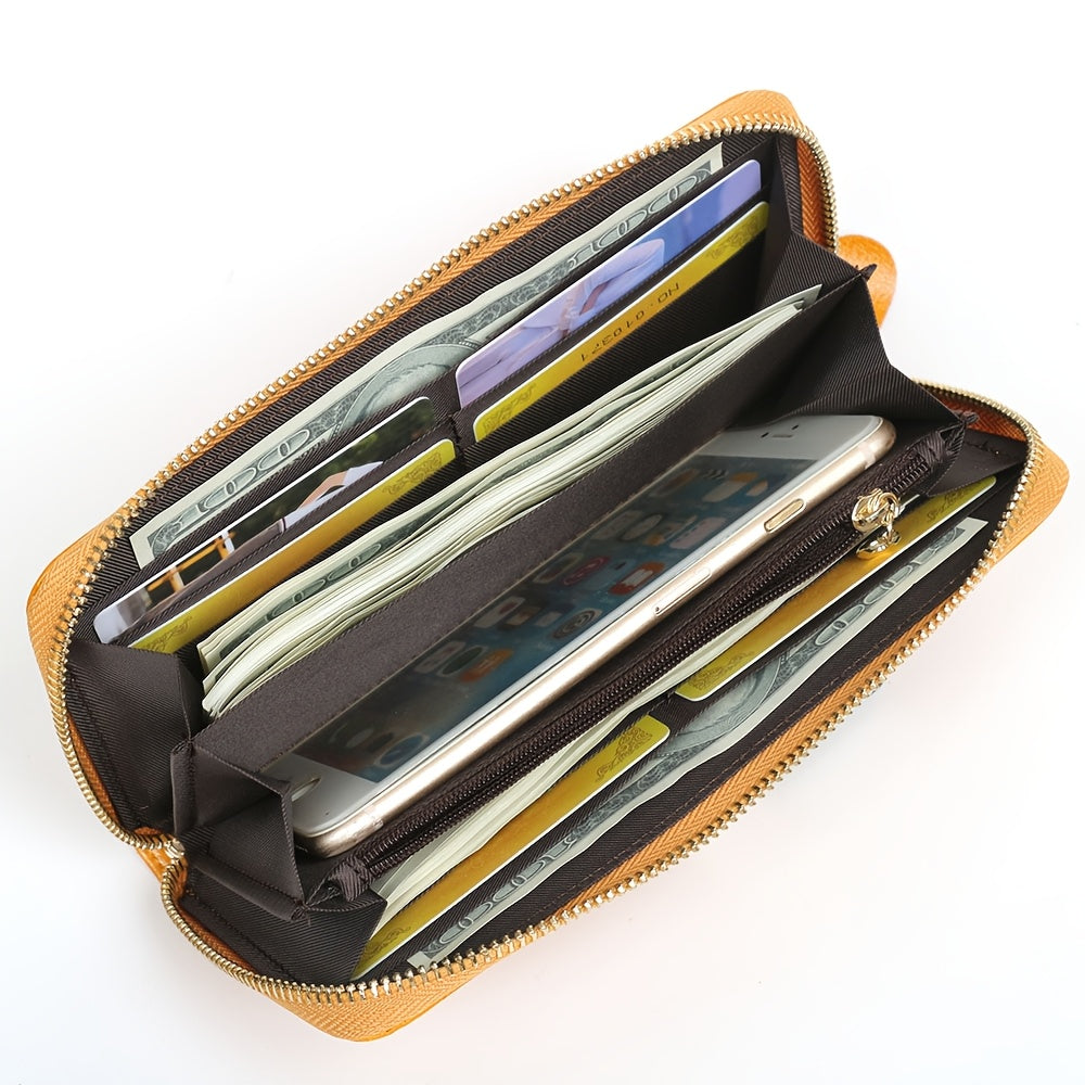 Women's Long Soft Leather Wallet Green, 8 Card Slots