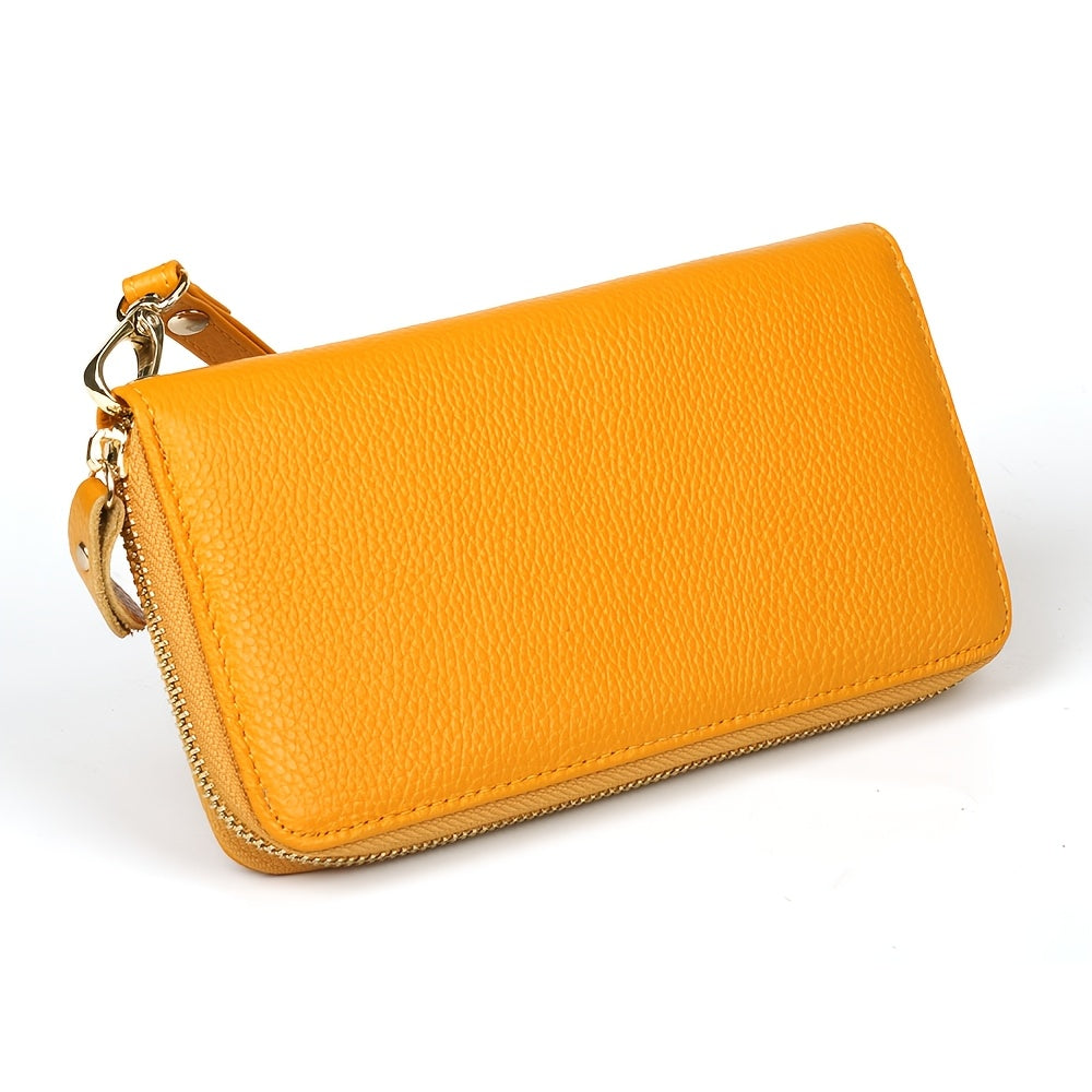 Women's Long Soft Leather Wallet Green, 8 Card Slots