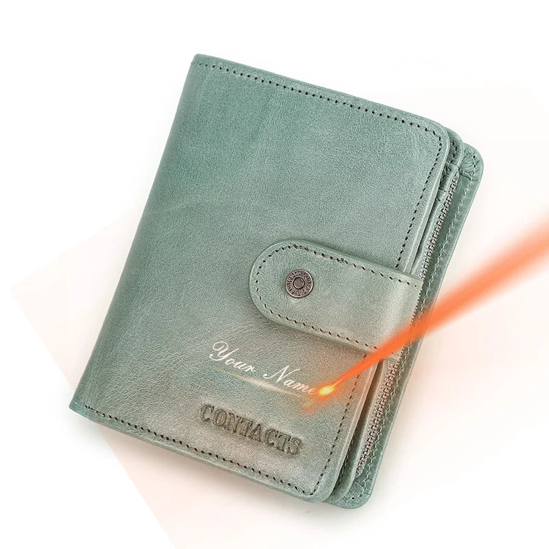 Genuine Leather Women's Wallet with RFID Protection and Coin Purse