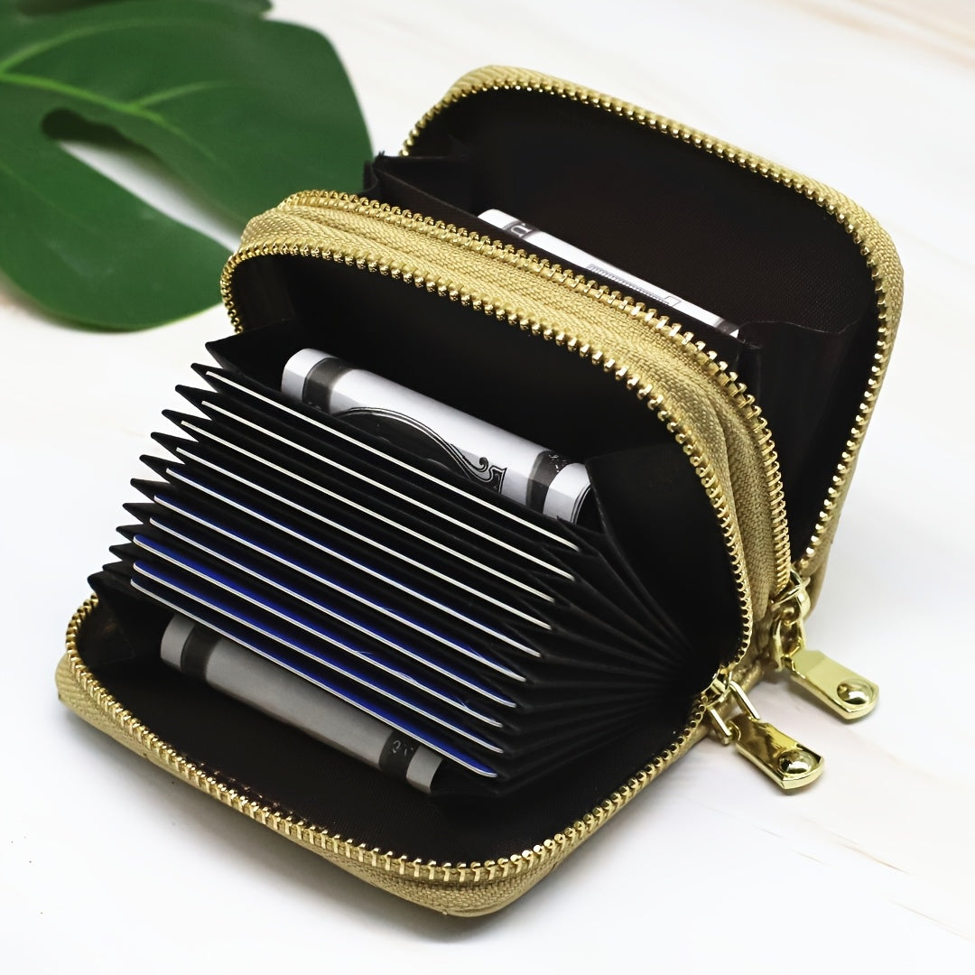 Quilted Gold Women's Wallet, Accordion for Ten Cards