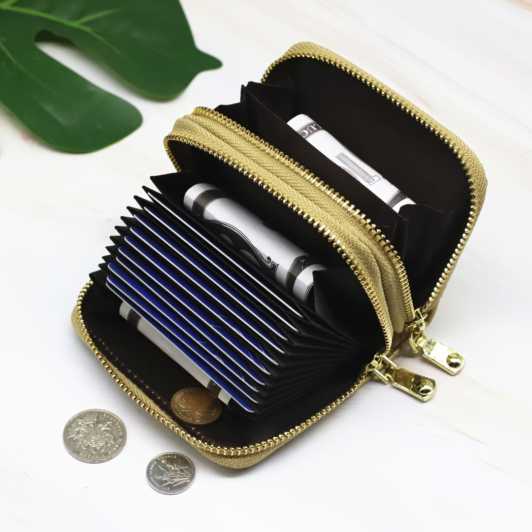 Quilted Gold Women's Wallet, Accordion for Ten Cards