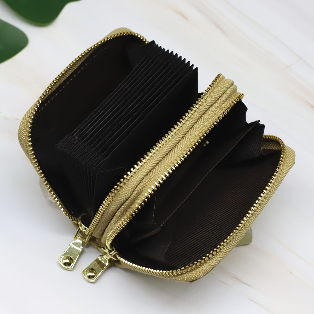 Quilted Gold Women's Wallet, Accordion for Ten Cards