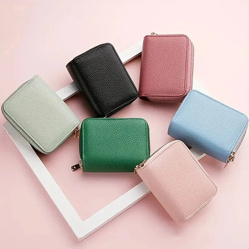 Compact Women's Wallet with Double Zipper and Large Card Capacity