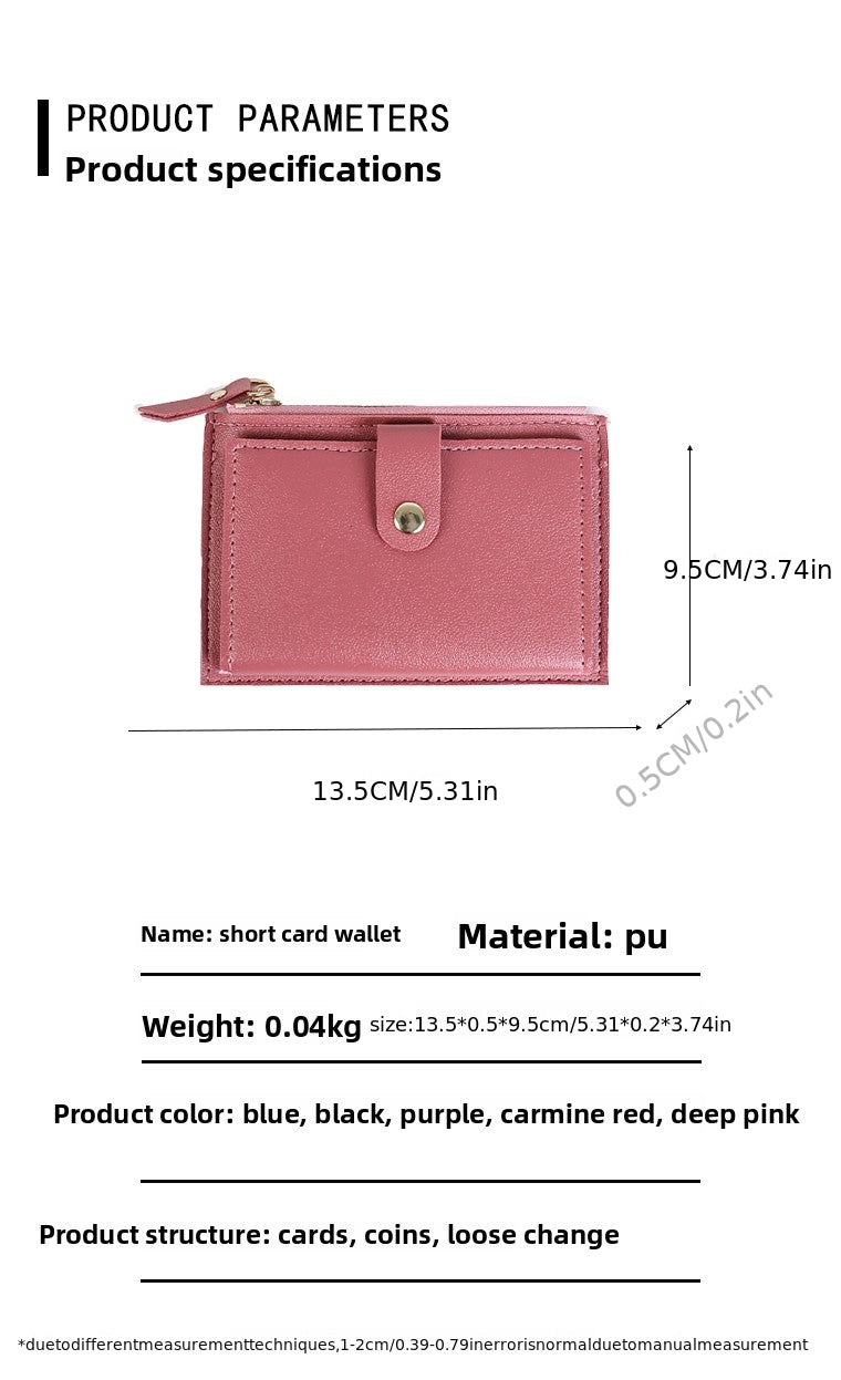Extra Slim Women's Wallet 5.3 x 3.7 in, Zip and Flap