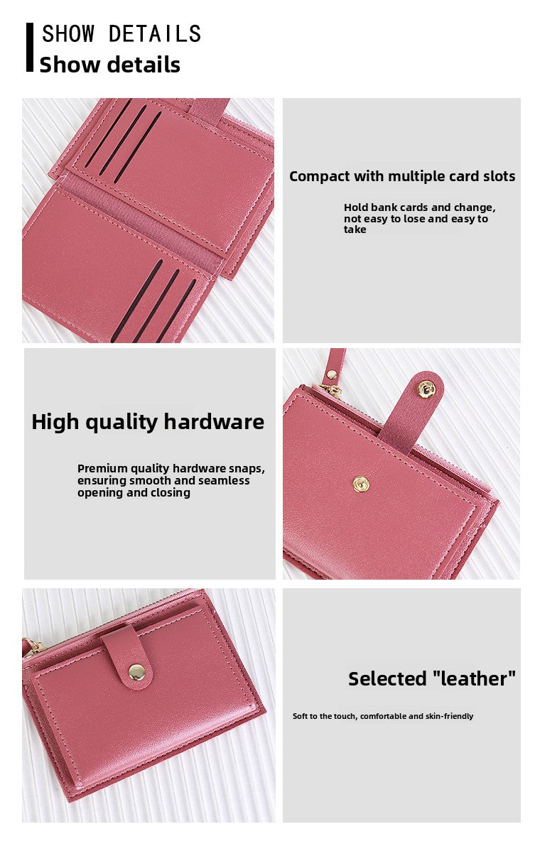 Extra Slim Women's Wallet 5.3 x 3.7 in, Zip and Flap