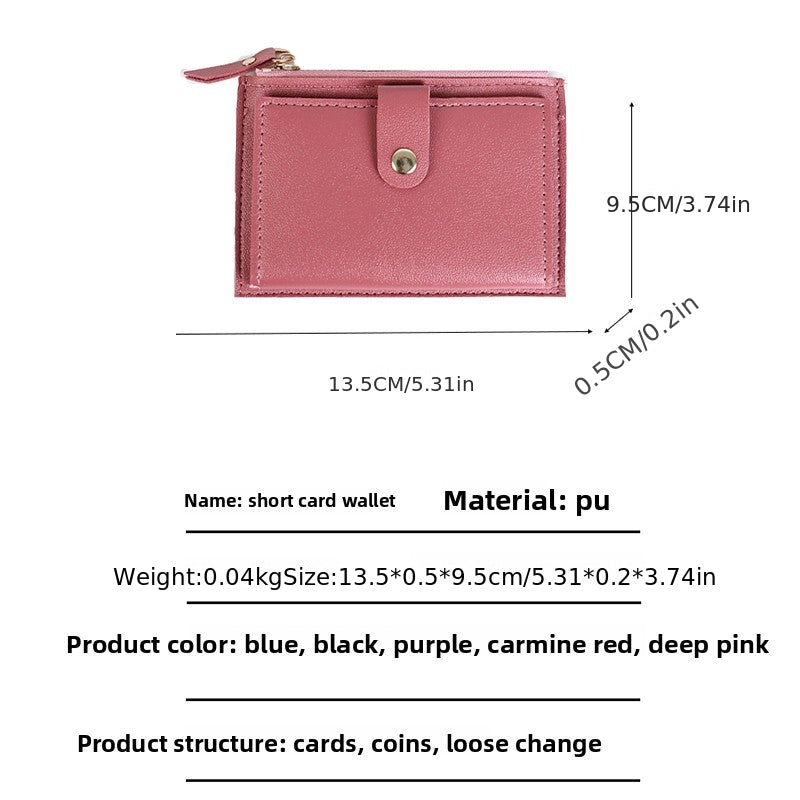Extra Slim Women's Wallet 5.3 x 3.7 in, Zip and Flap