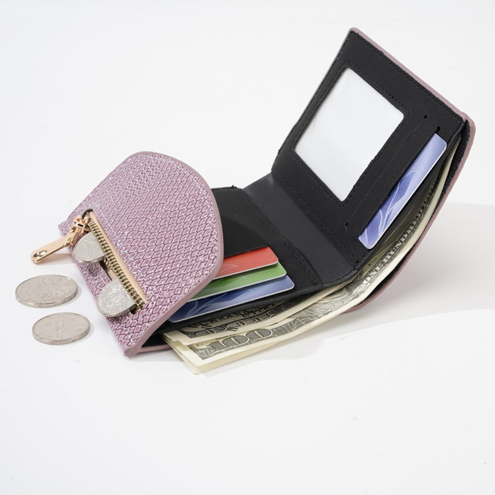Slim Black Women's Wallet, Python-Effect Faux Leather