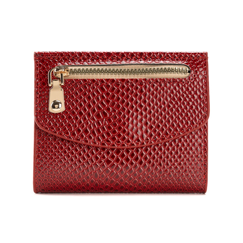 Slim Black Women's Wallet, Python-Effect Faux Leather
