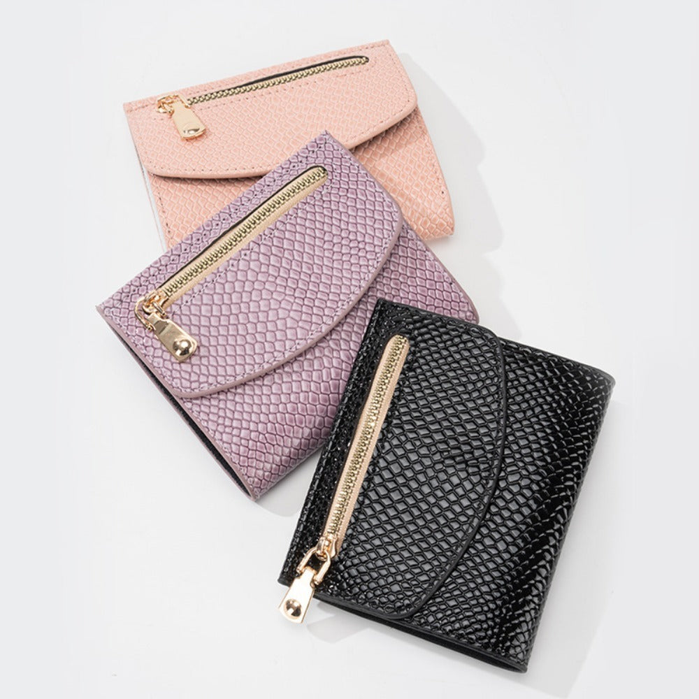 Slim Black Women's Wallet, Python-Effect Faux Leather Image