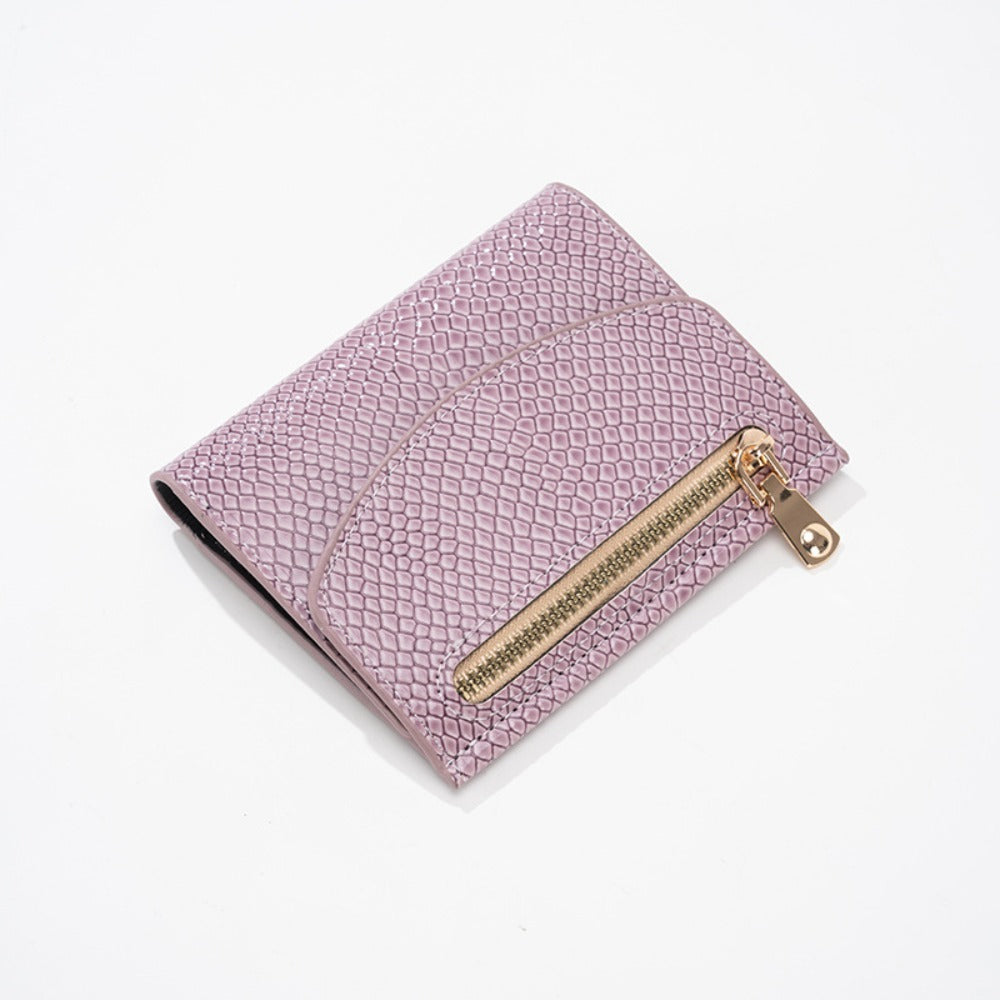 Slim Black Women's Wallet, Python-Effect Faux Leather