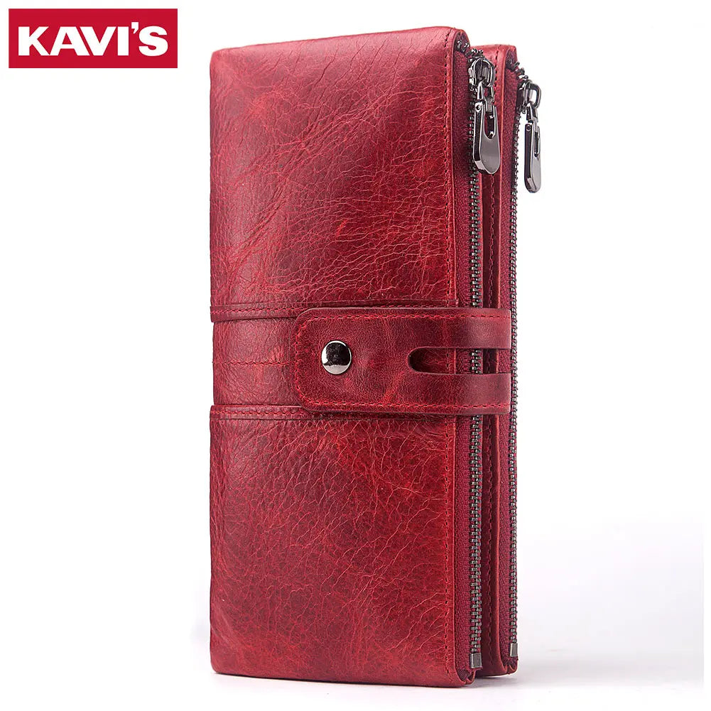 Genuine Leather Companion Wallet for Women with RFID Protection and Double Zip