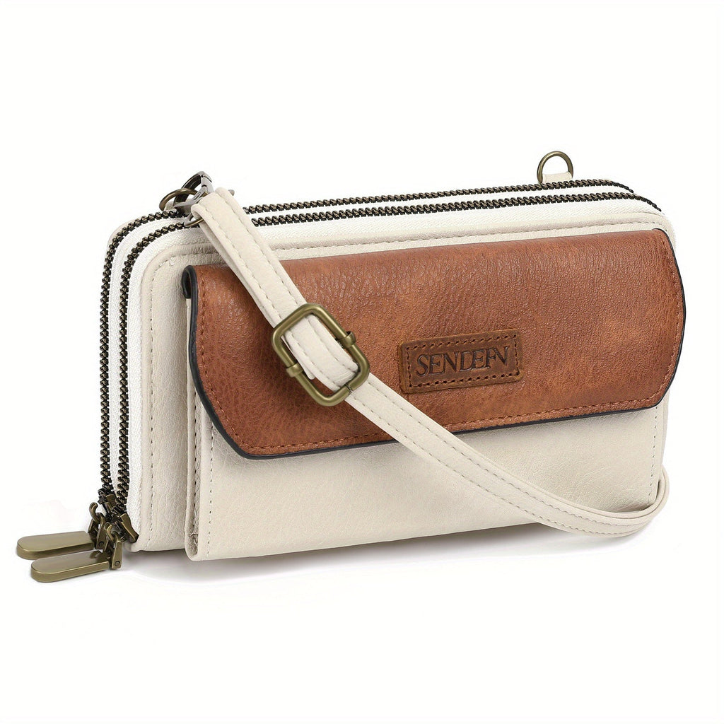 Women's Long Wallet with Shoulder Strap, 8 Card Slots