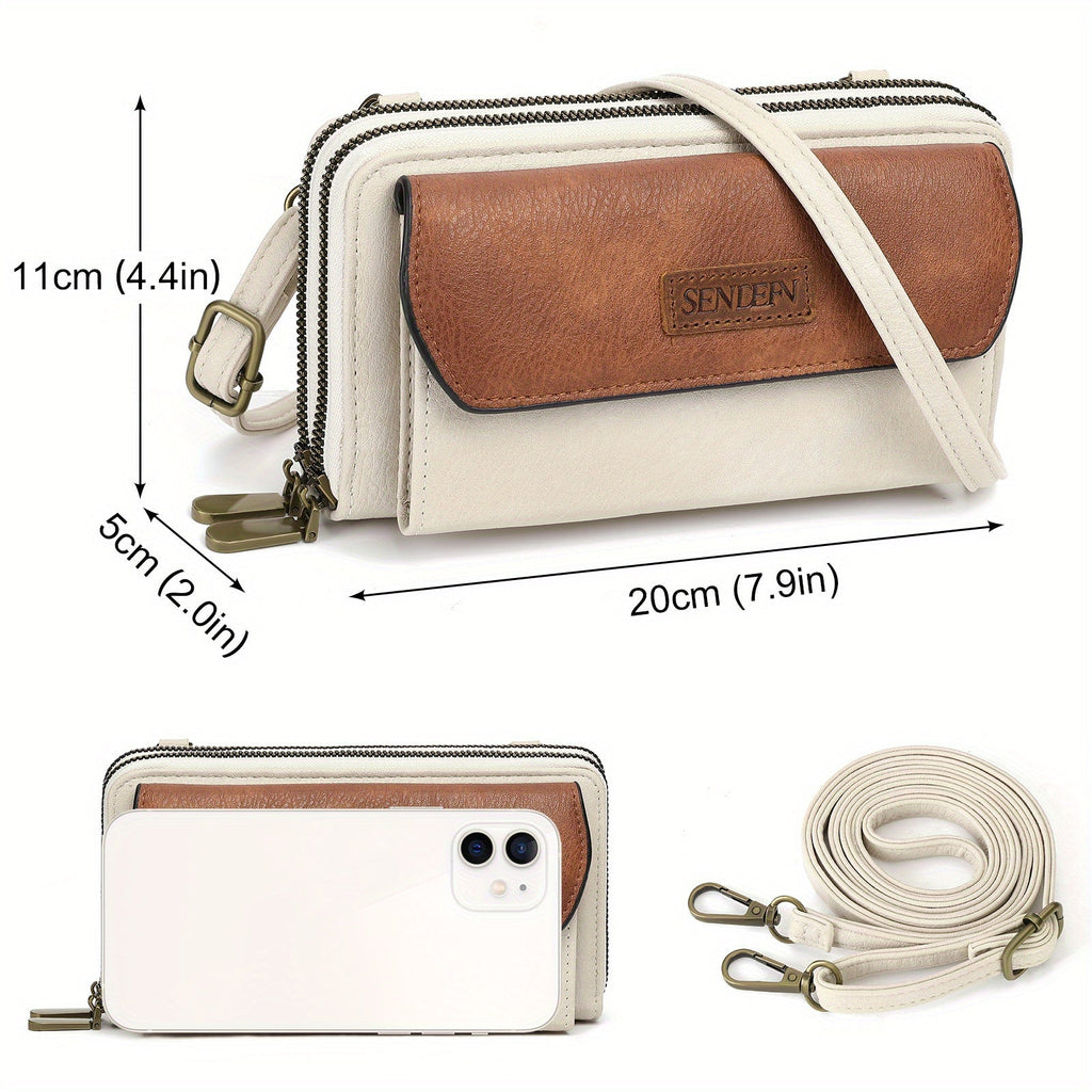 Women's Long Wallet with Shoulder Strap, 8 Card Slots