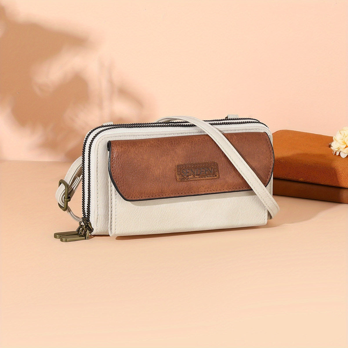 Women's Long Wallet with Shoulder Strap, 8 Card Slots