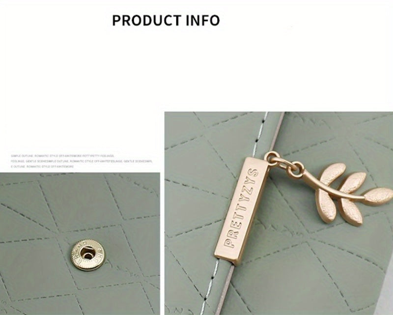 Long women's wallet in beige with diamond stitching and flap