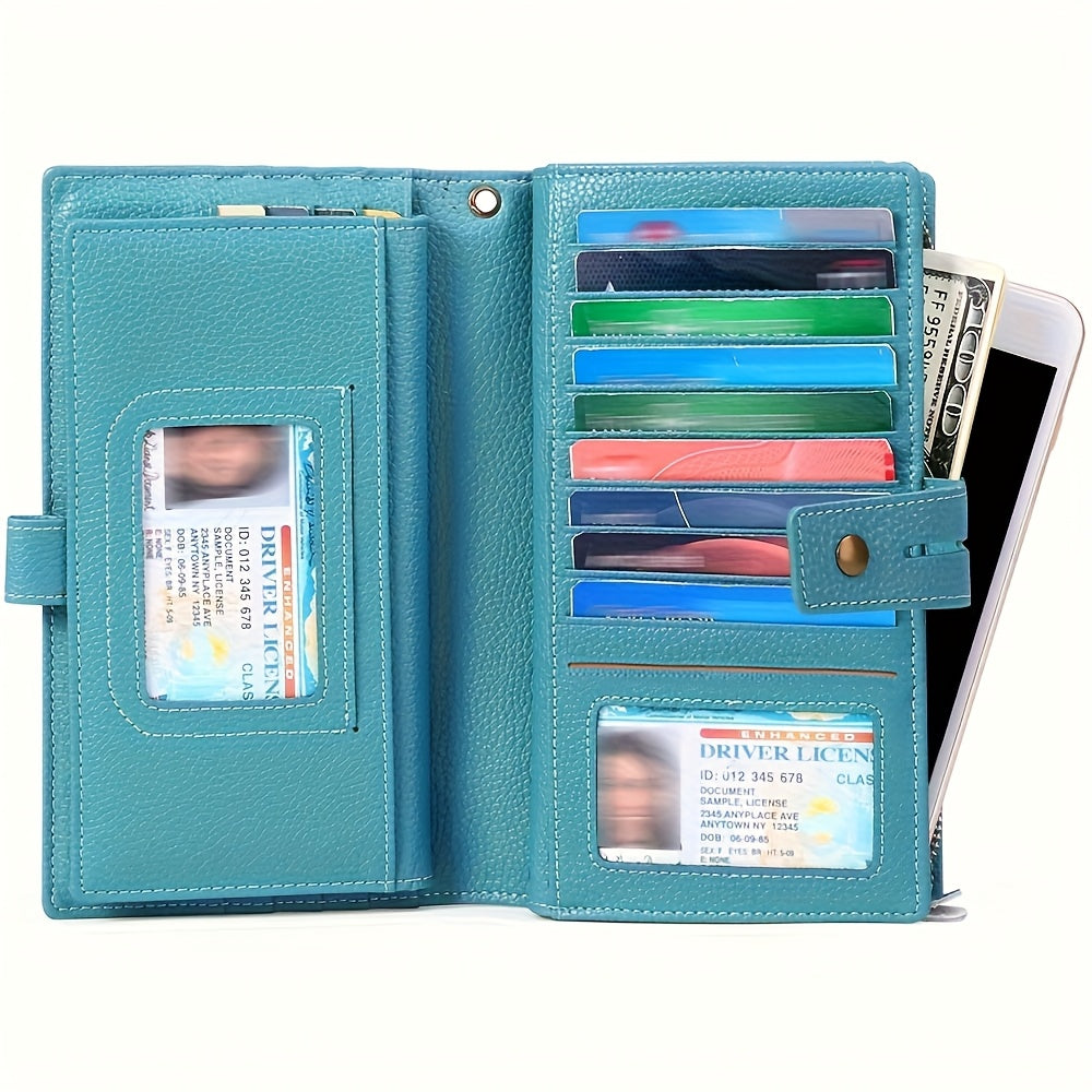 Women's Long Wallet with Checkbook and RFID Protection