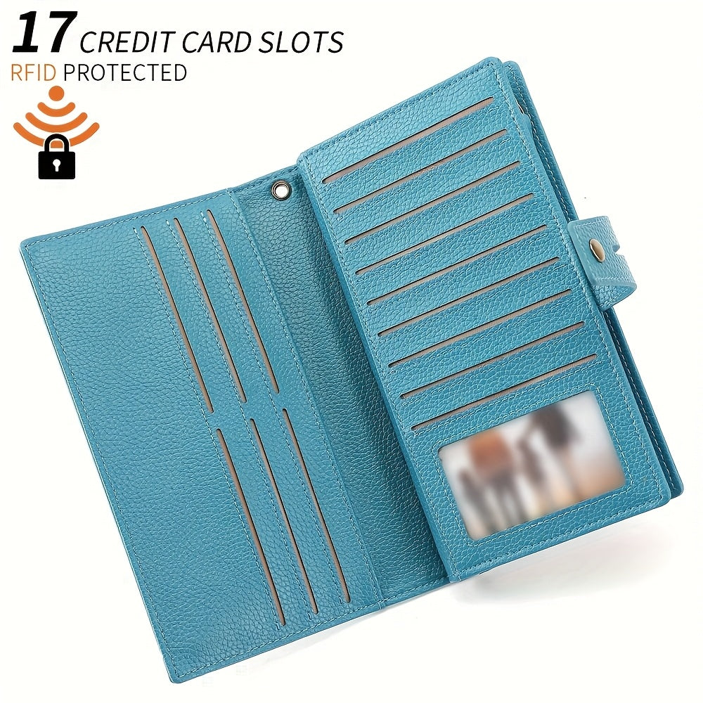 Women's Long Wallet with Checkbook and RFID Protection