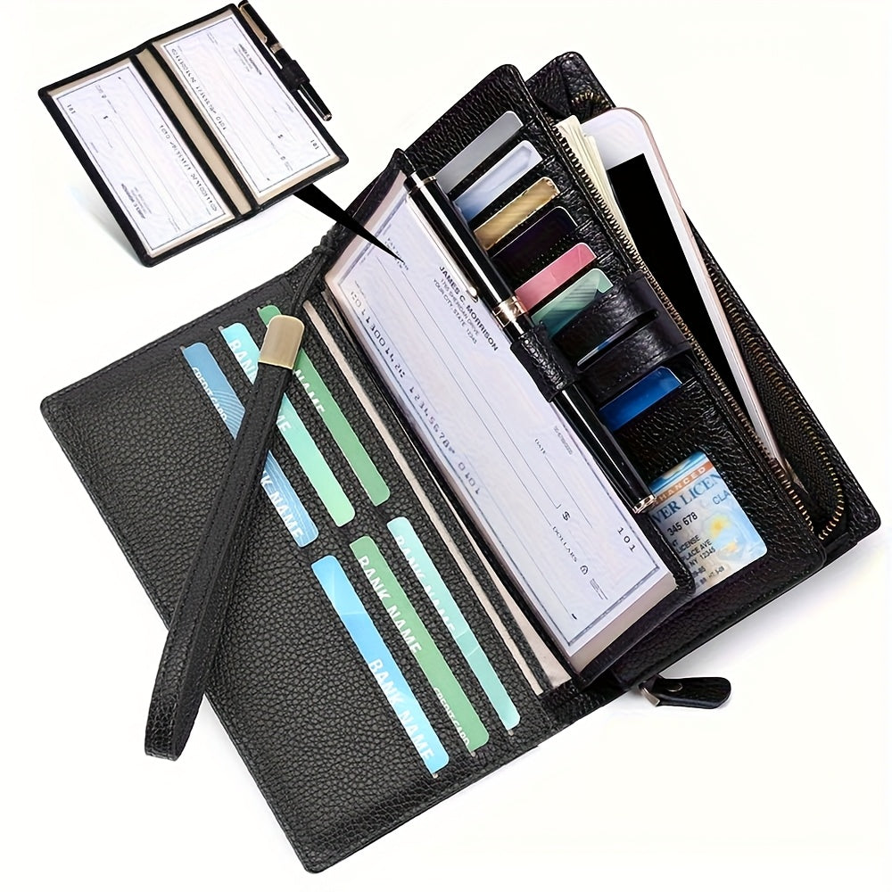 Women's Long Wallet with Removable Checkbook and Phone Pocket