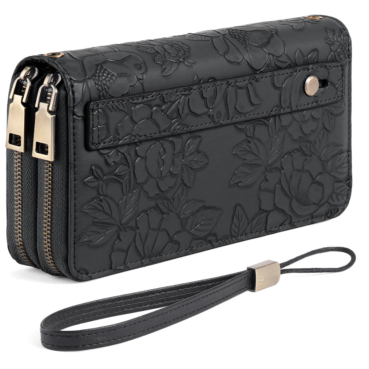 Women's Long Wallet with Double Zipper and Wrist Strap Image