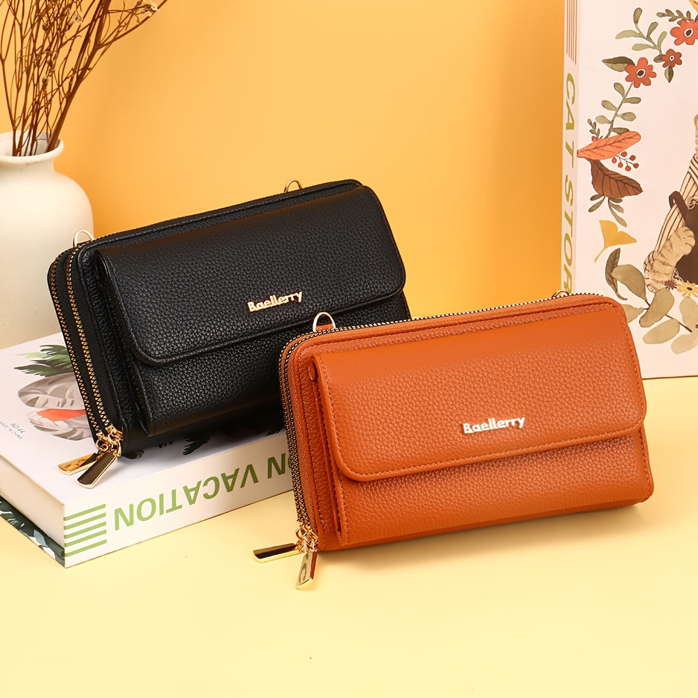Women's Long Wallet, Double Zip with Removable Round Pouch