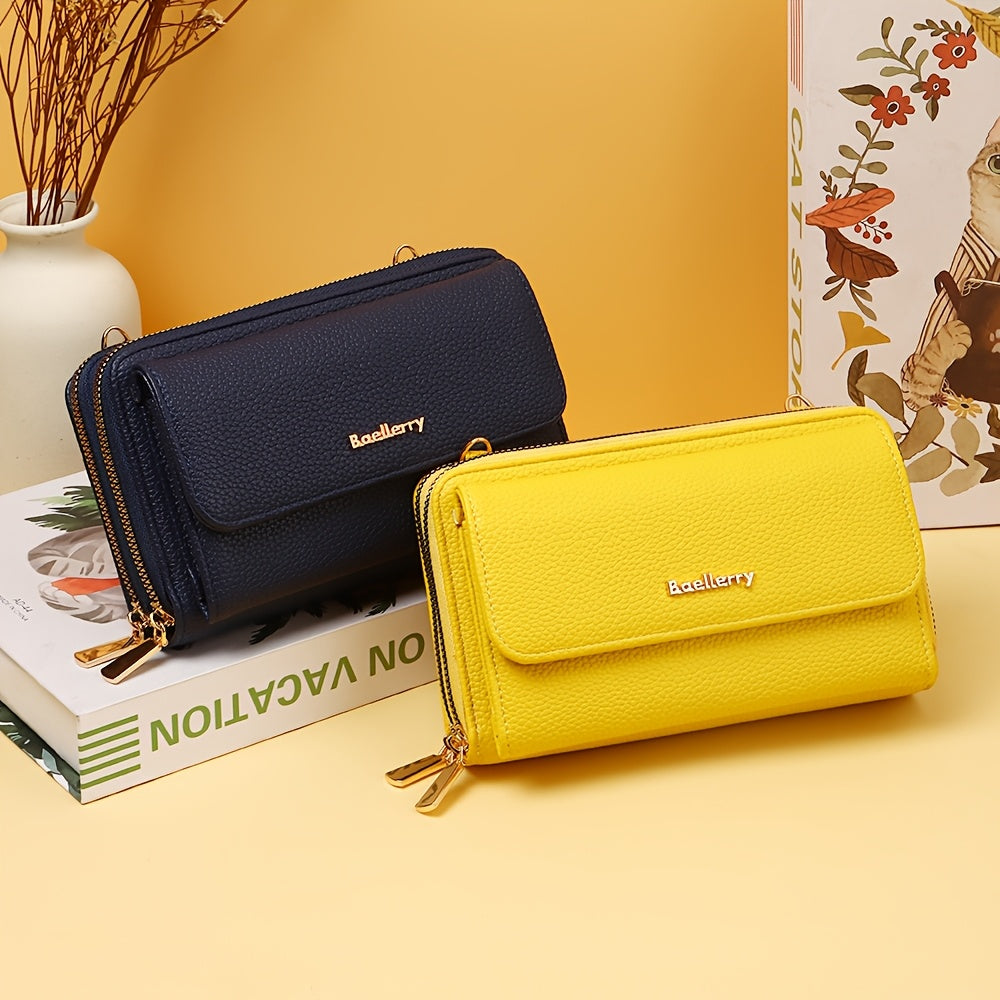 Women's Long Wallet, Double Zip with Removable Round Pouch