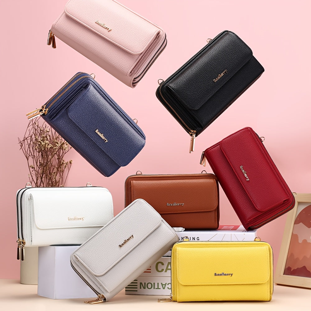 Women's Long Wallet, Double Zip with Removable Round Pouch