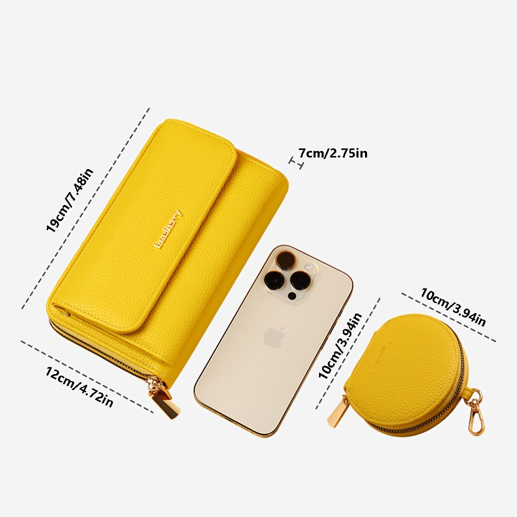 Women's Long Wallet, Double Zip with Removable Round Pouch