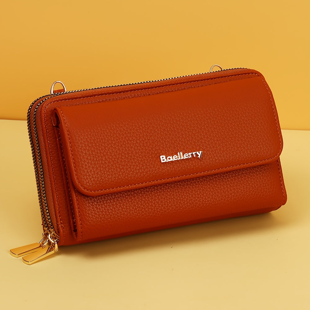 Women's Long Wallet, Double Zip with Removable Round Pouch